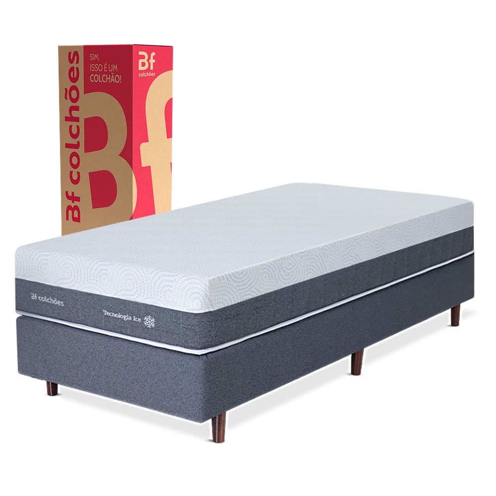 Cama Box Solteiro Premium BF Ice Espuma NASA 78x188cm BF Colchões