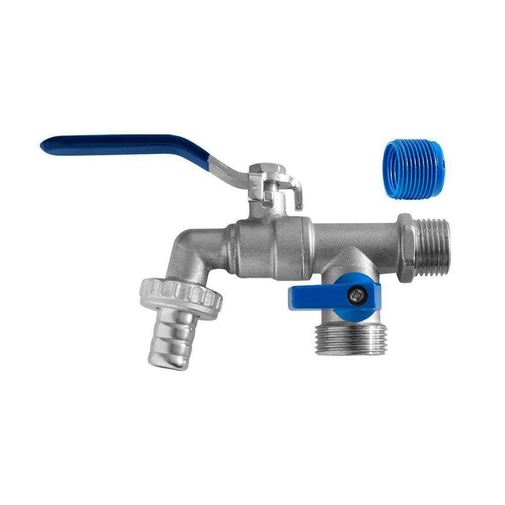 Torneira De Esfera E Derivação Blukit Para Máquina De Lavar Jardim Niquelada
