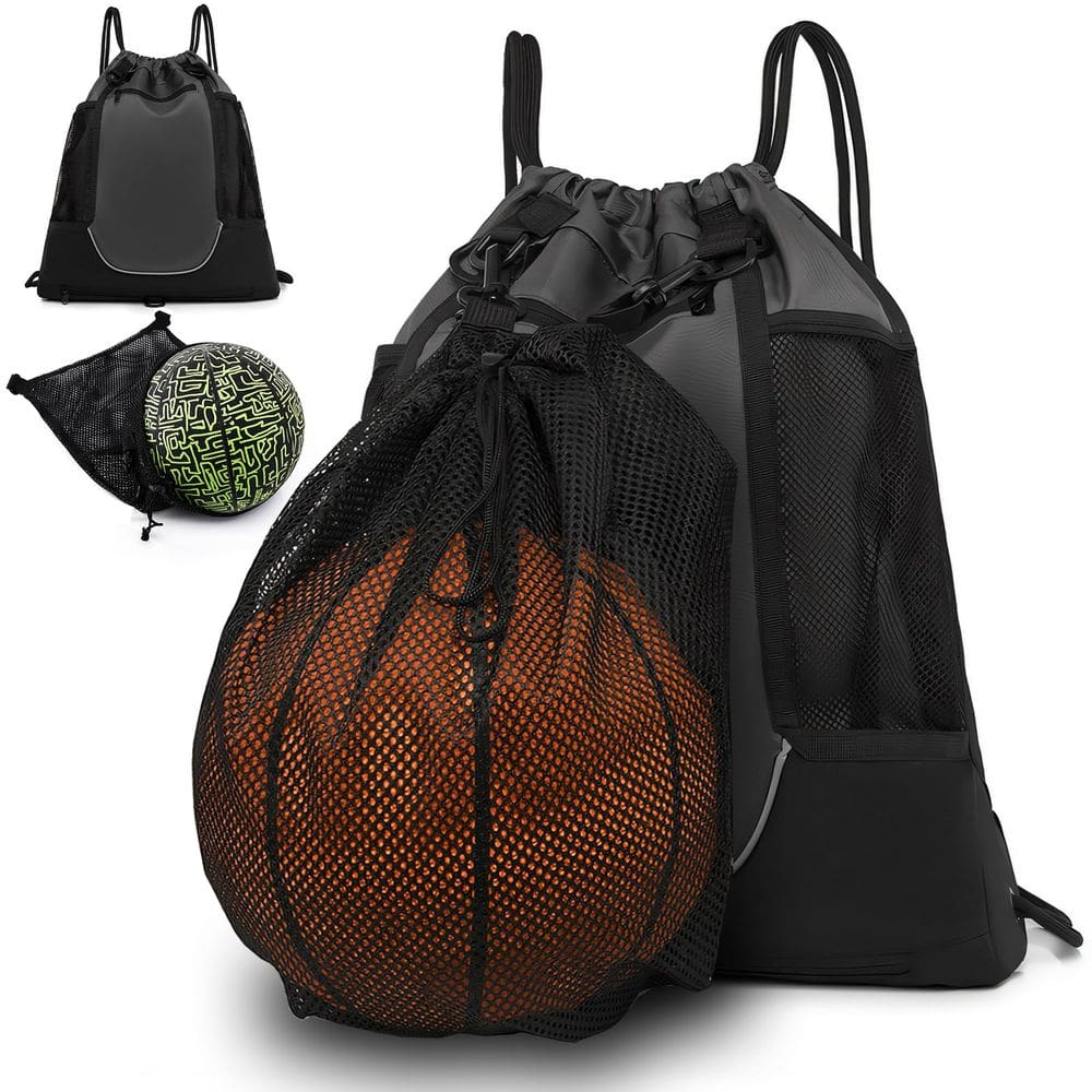 Mochila de basquete STAY GENT Drawstring para meninos cinza