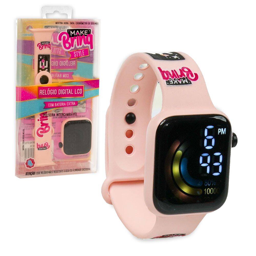 Relógio Digital Infantil LCD Hora Cronômetro Troca Pulseira