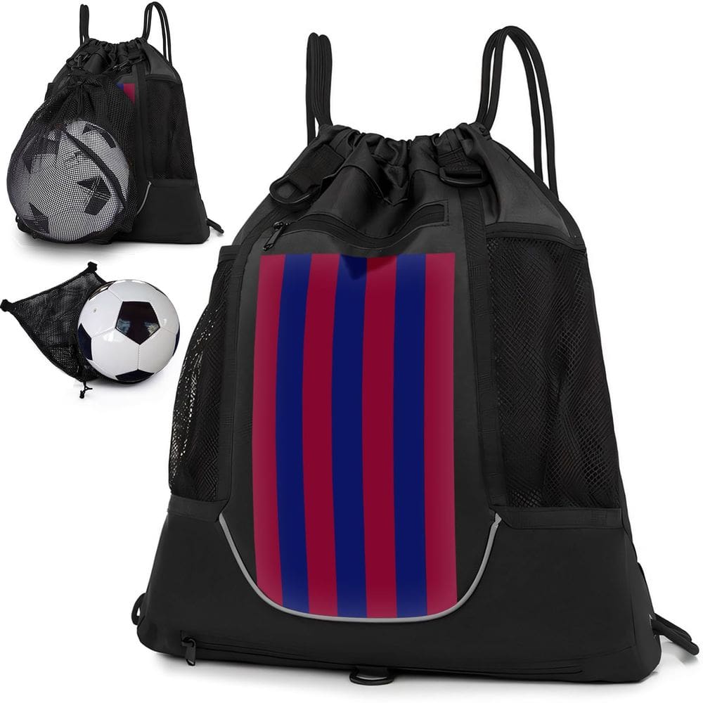 Mochila STAY GENT com cordão de basquete dobrável azul vermelha
