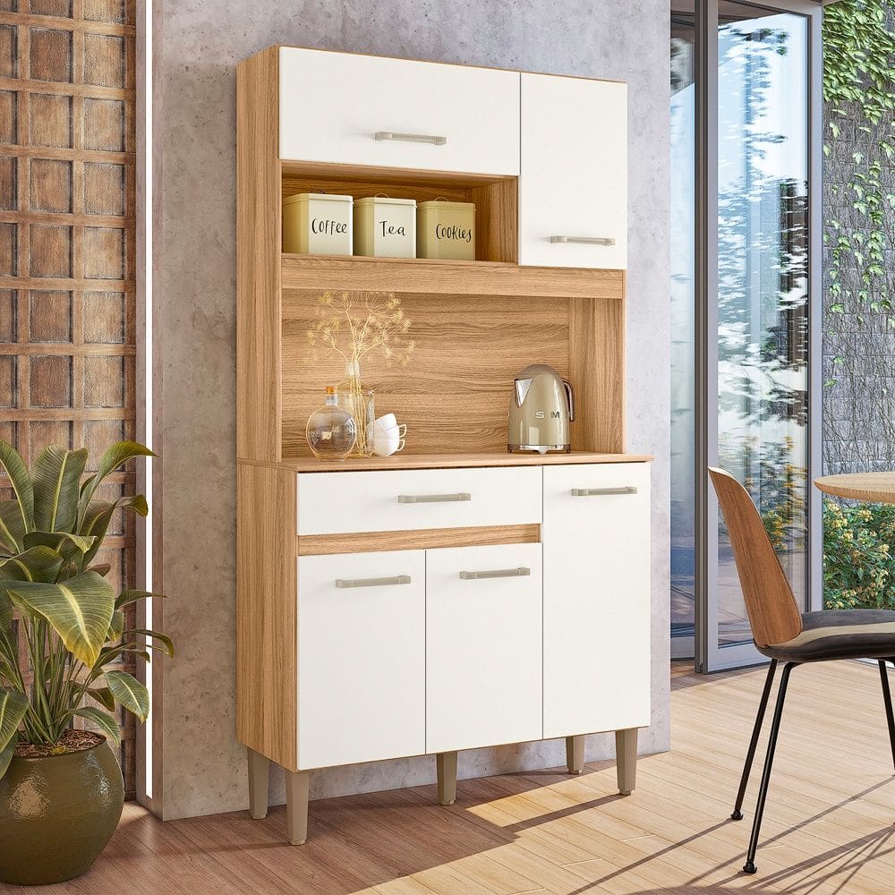 Cozinha Compacta Magazin 90cm Freijó Off White Nicioli