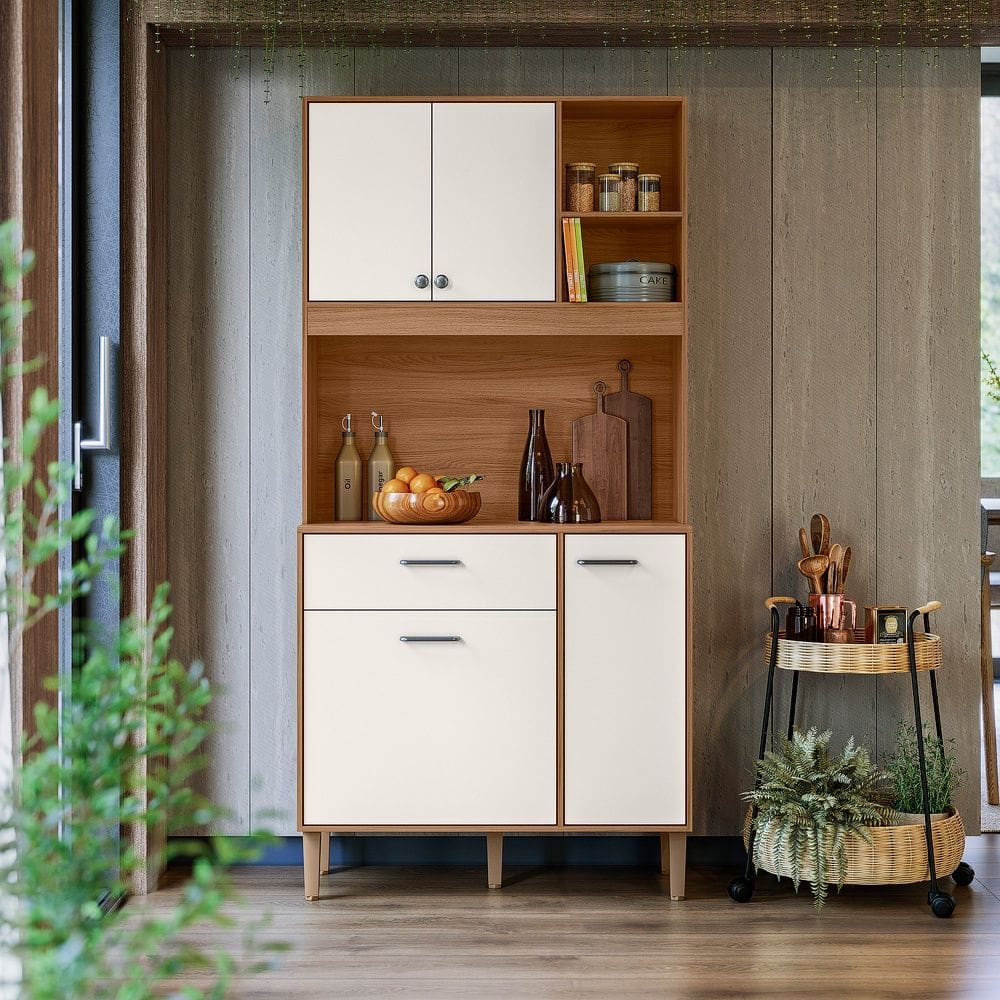 Cozinha Compacta Erva Doce 90cm Ipê Off White Nicioli