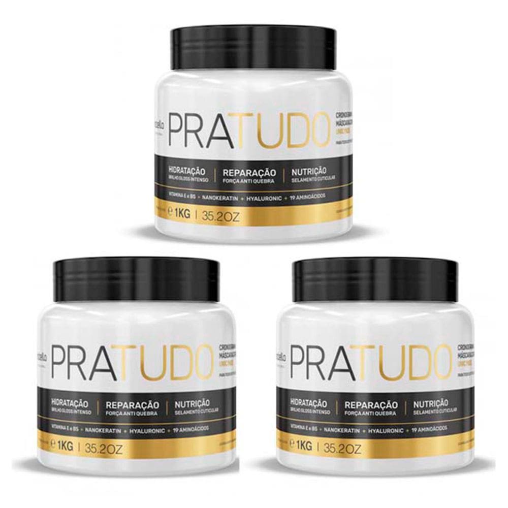 Kit 03 Mascara Pratudo Cronograma Capilar Borabella 1kg