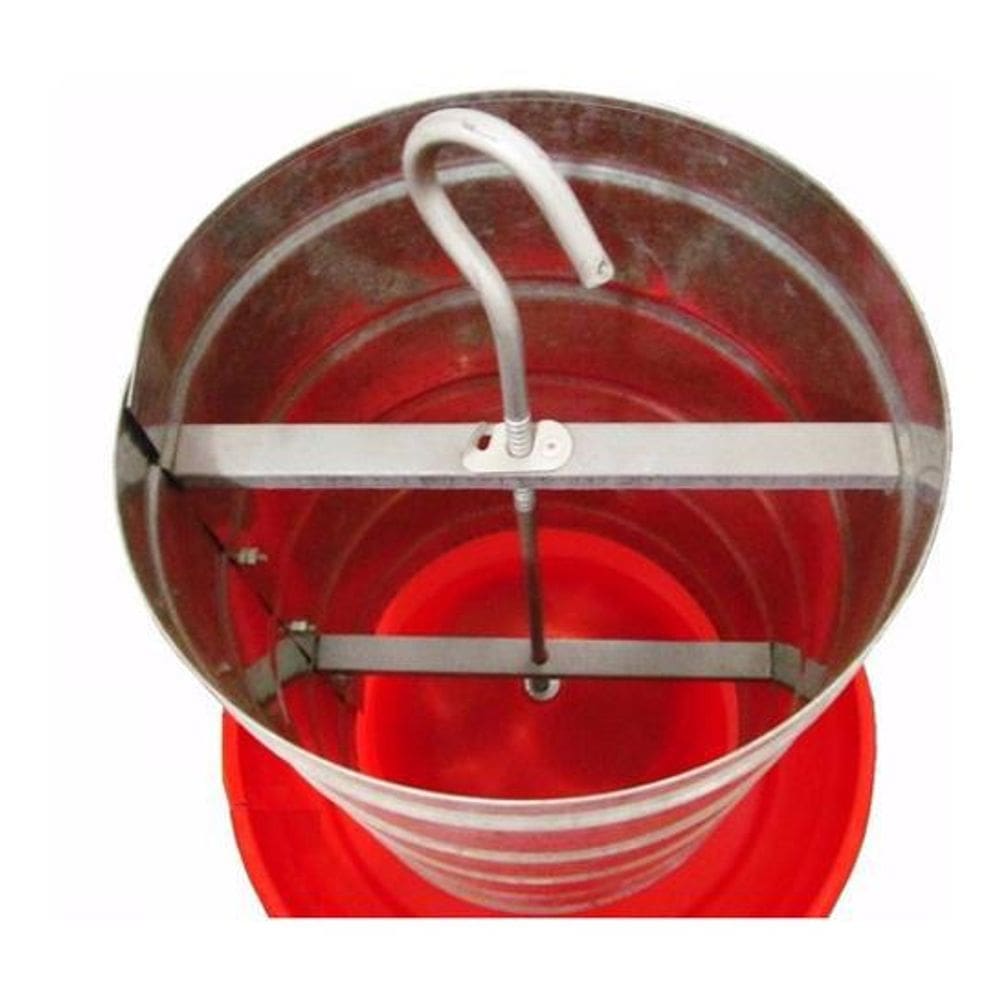 Comedouro Galvanizado Prato Plástico Para Aves 5Kg 6 Un