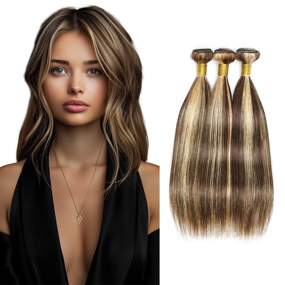 Pacotes de cabelo Biliisyff Piano Color P4/613 Brown Straight