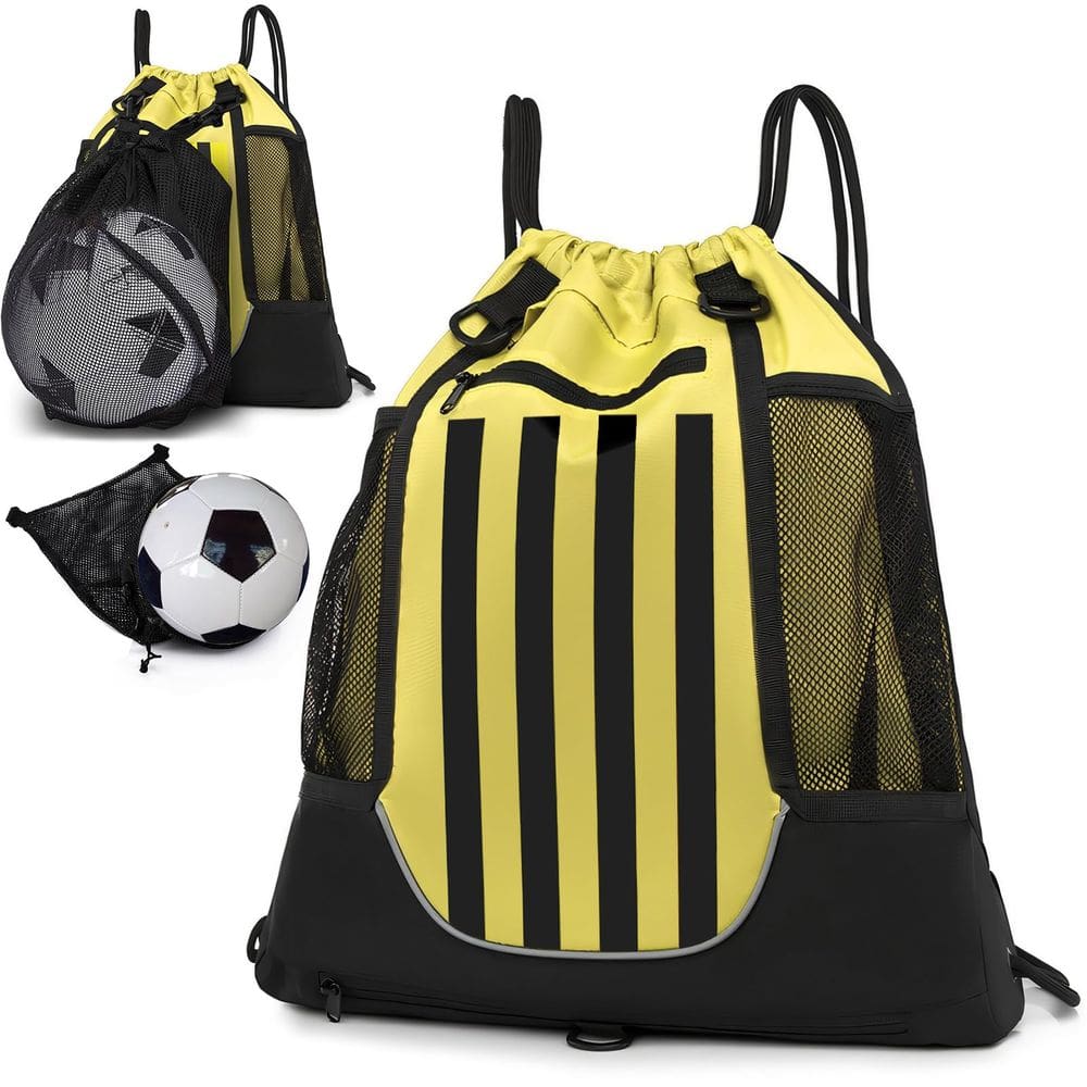 Mochila STAY GENT Drawstring Basketball dobrável preta/amarela