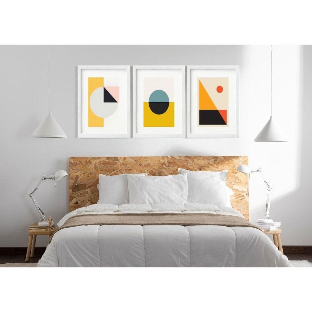 Kit 3 Quadros Grandes Abstratos Formas 60X48Cm