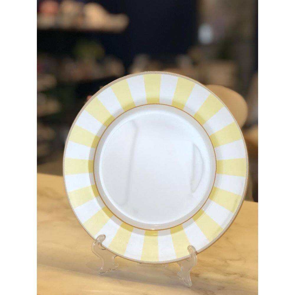 Jg 6 Pratos Sobremesa Stripe Amarelo 1O Classific.