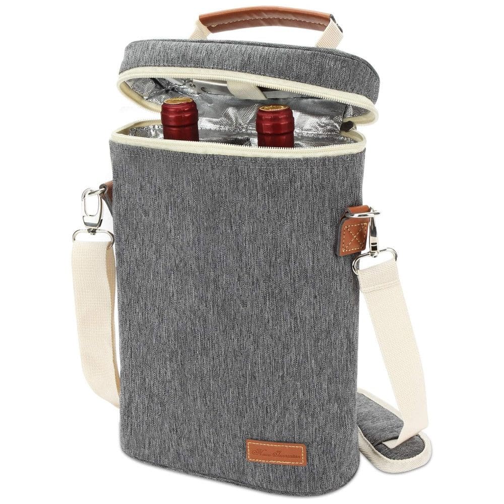 Zormy Bolsa Térmica Para Transporte de Vinhos até 2 Garrafas, Azul e Branca