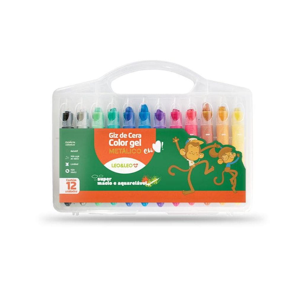 Giz De Cera Color Gel Metalicos 12 Cores