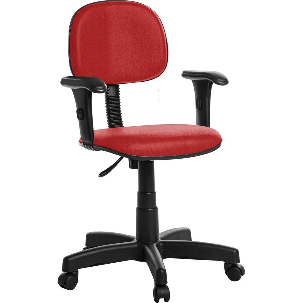 Cadeira Para Escritório Secretaria Com Braço Rce Vermelho