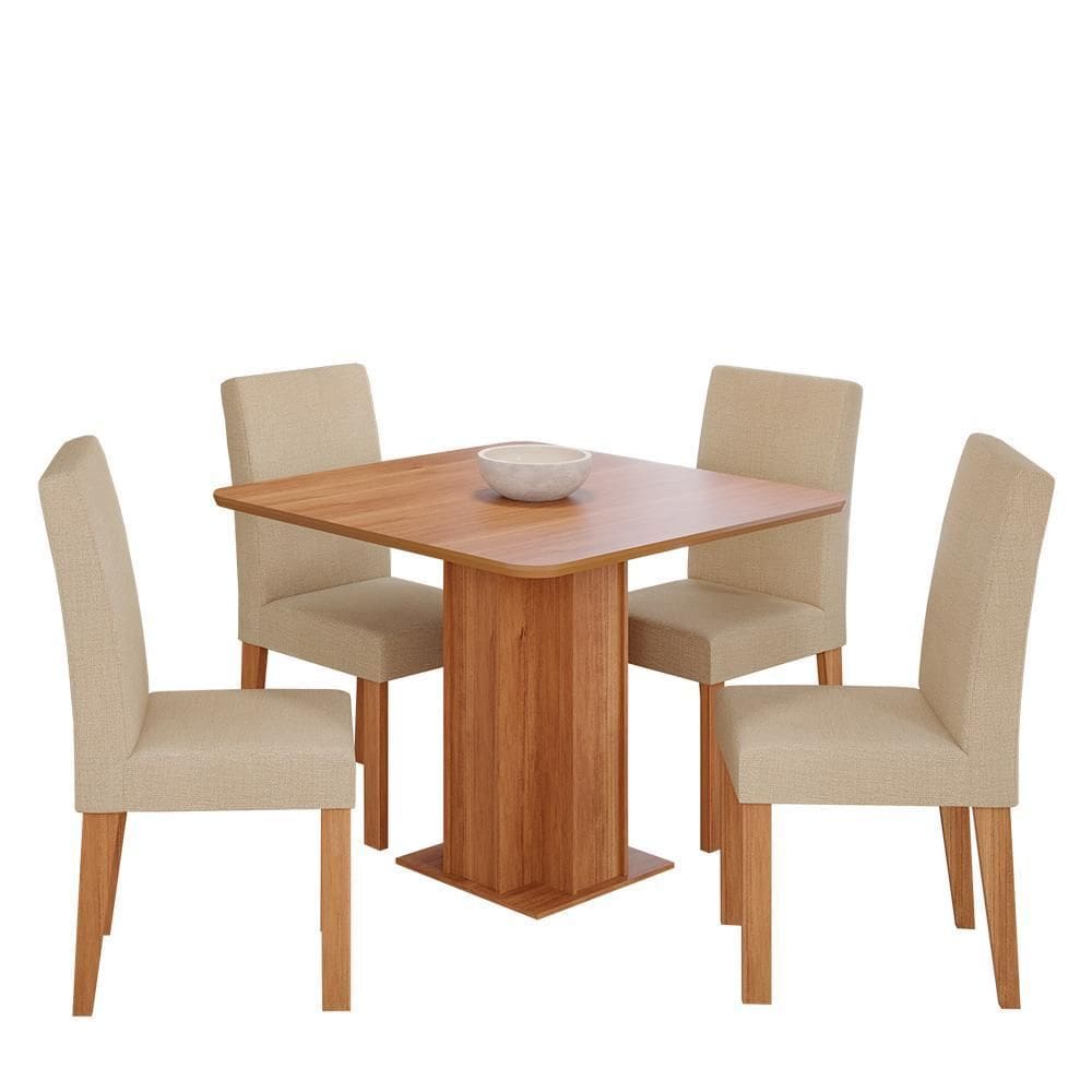 Mesa de Jantar Sophia 95x95 com Tampo em MDF e 4 Cadeiras Maia - Cimol Móveis
