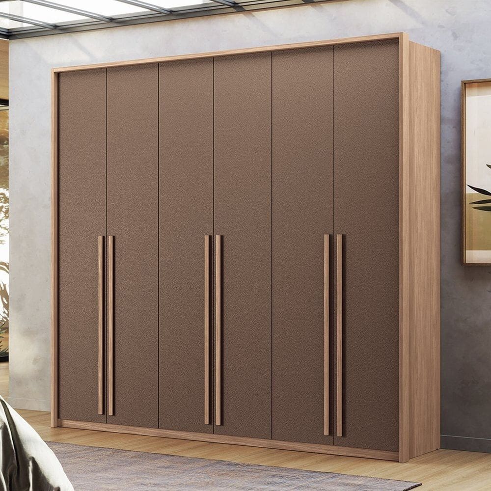 Guarda-roupa 06 Portas 4 Gavetas com Espelho Mdp Genova Wood/Terracota
