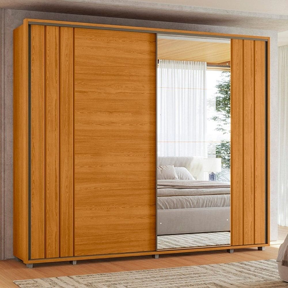 Guarda Roupa Casal 1 Porta com Espelho Dali Cinamomo