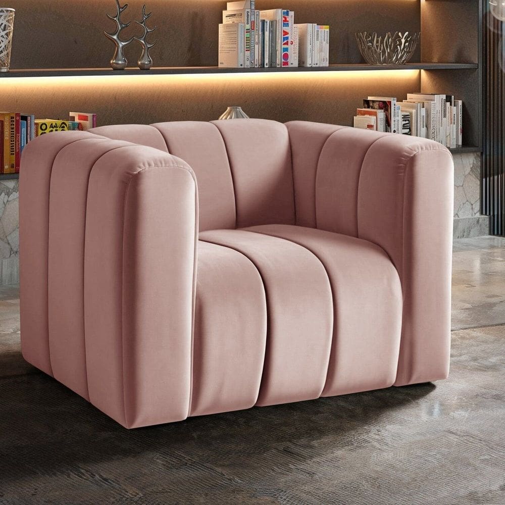 Poltrona Decorativa Retrô Moderna Sala de Estar Rose