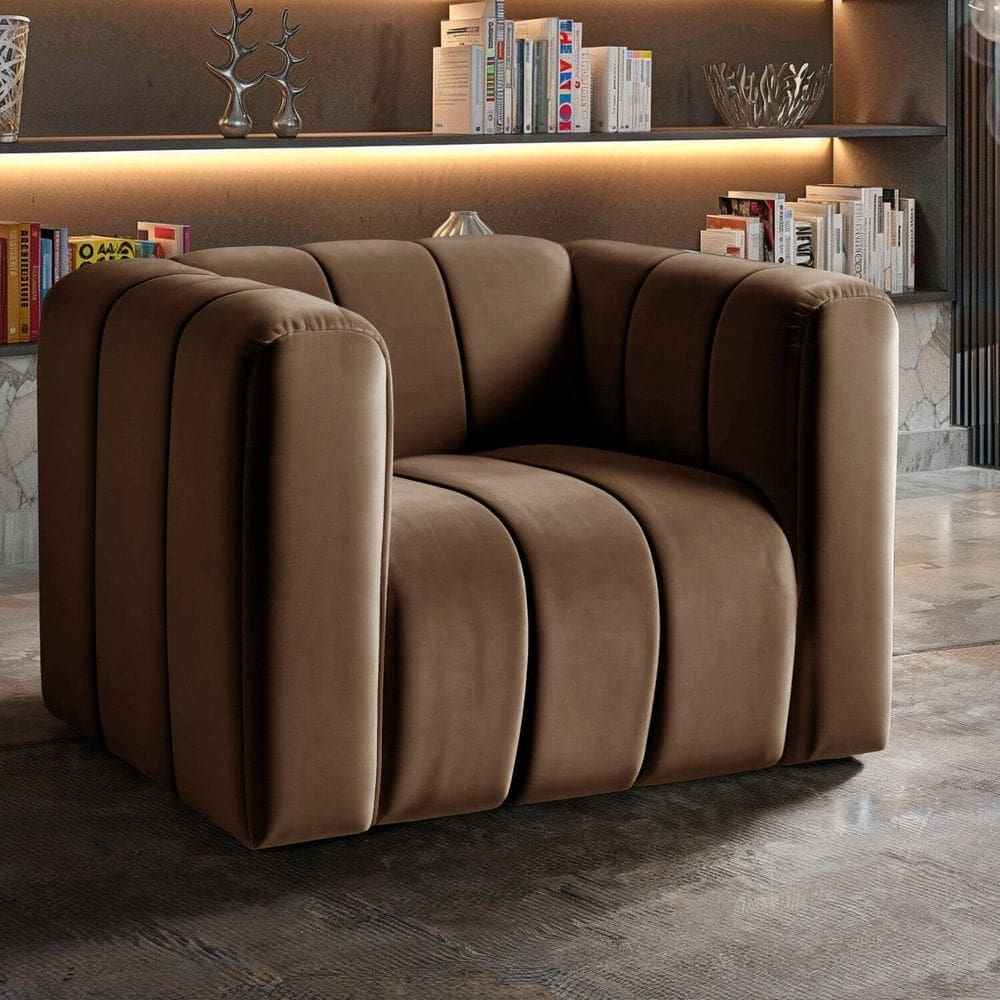 Poltrona Decorativa Retrô Moderna Sala de Estar Marrom