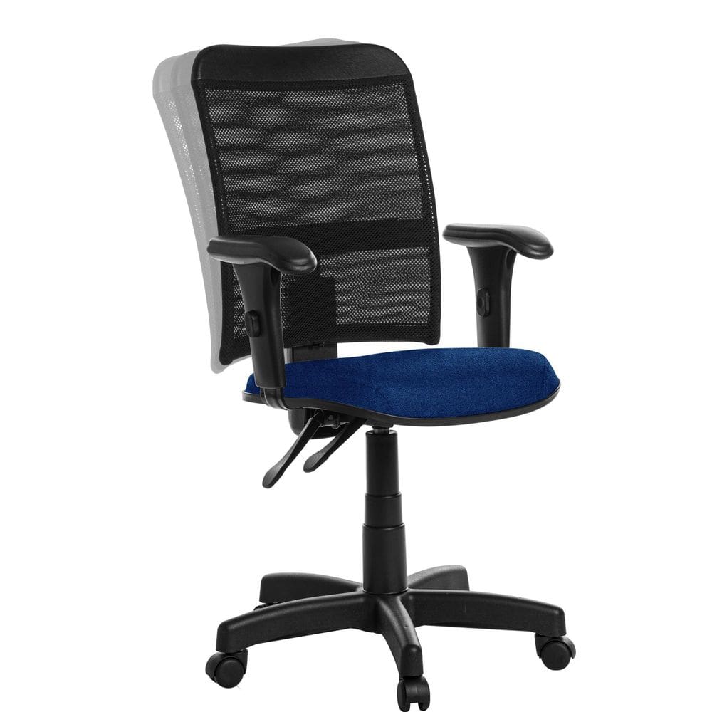 Cadeira de Escritório Giratória Mesh Azul Ergonômica 110kg