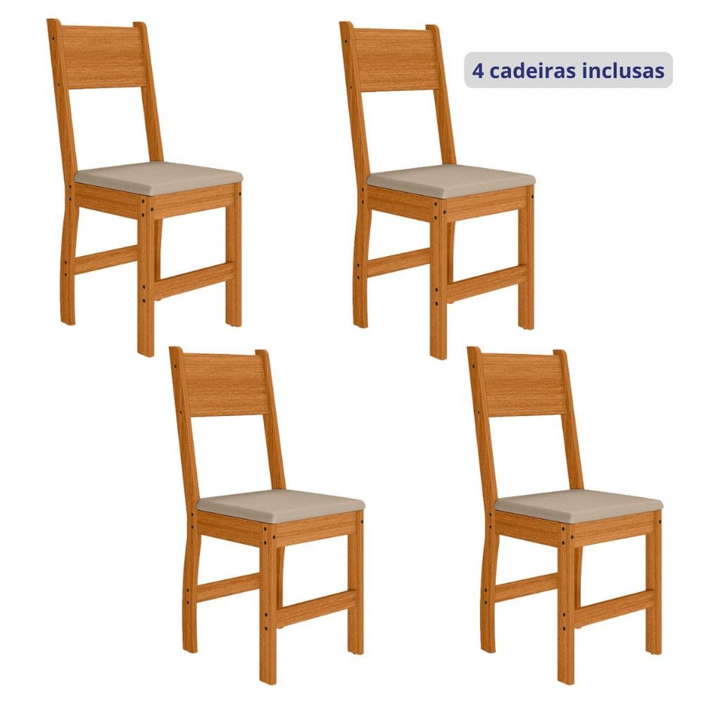 Conjunto 4 Cadeiras para Cozinha Milano Freijo UV/Savana