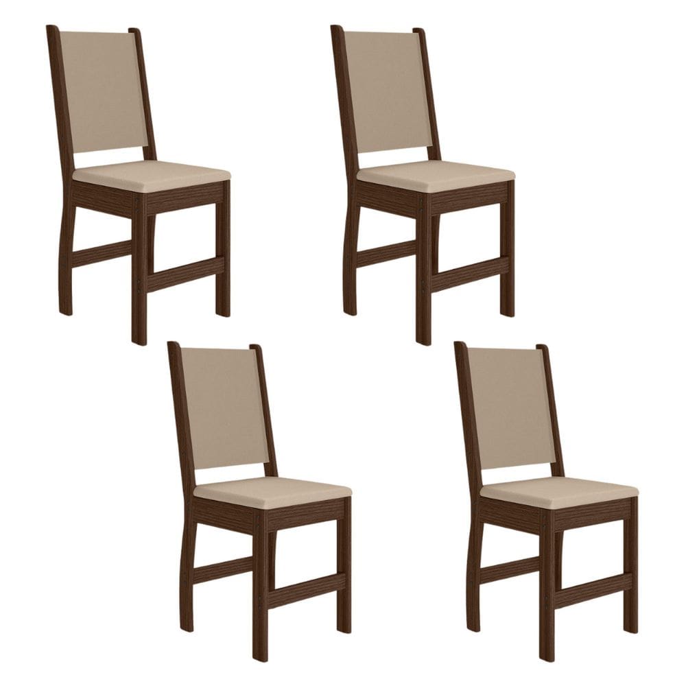 Conjunto 4 Cadeiras para Cozinha Clara Amêndoa/Savana