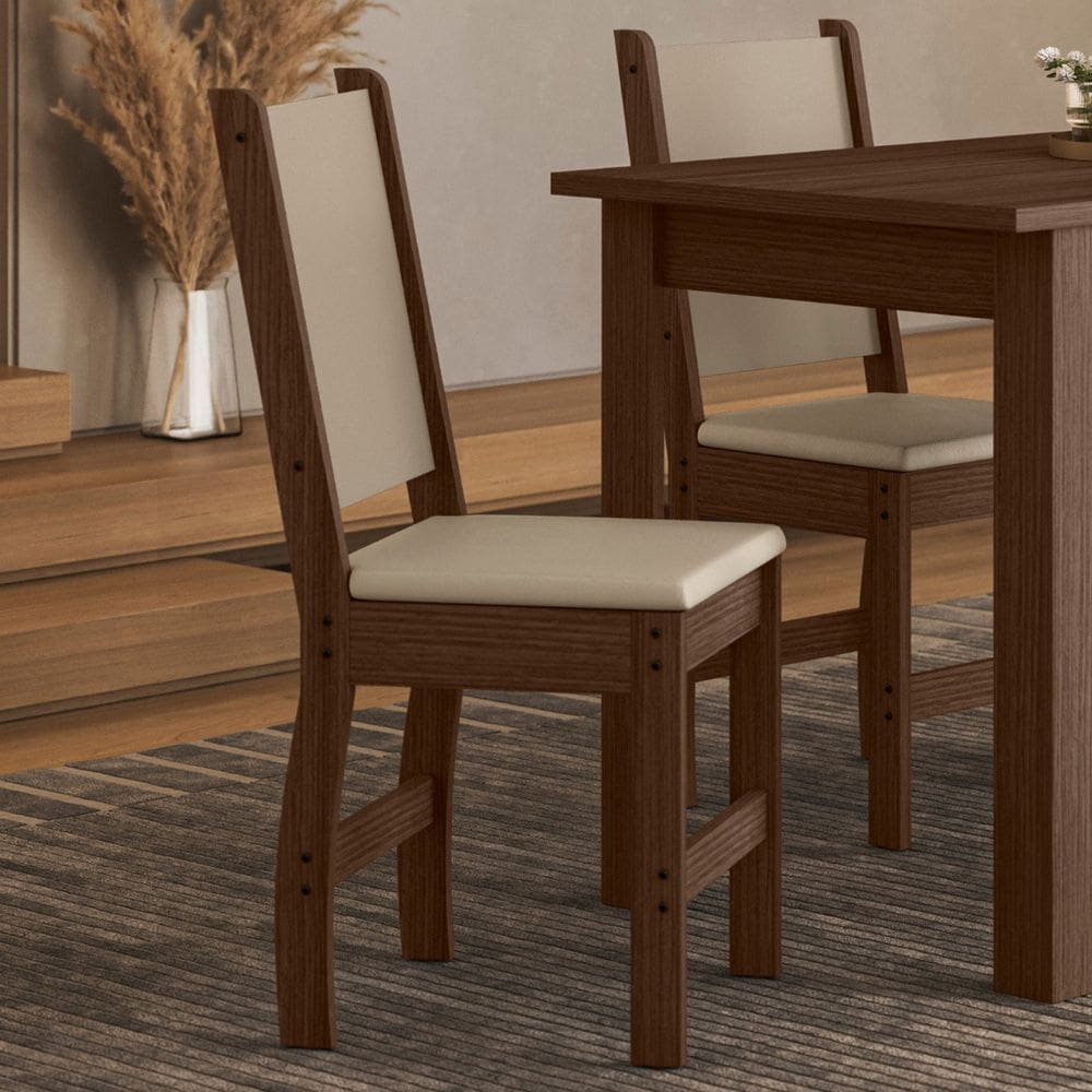 Conjunto 6 Cadeiras para Cozinha Clara Amêndoa/Savana