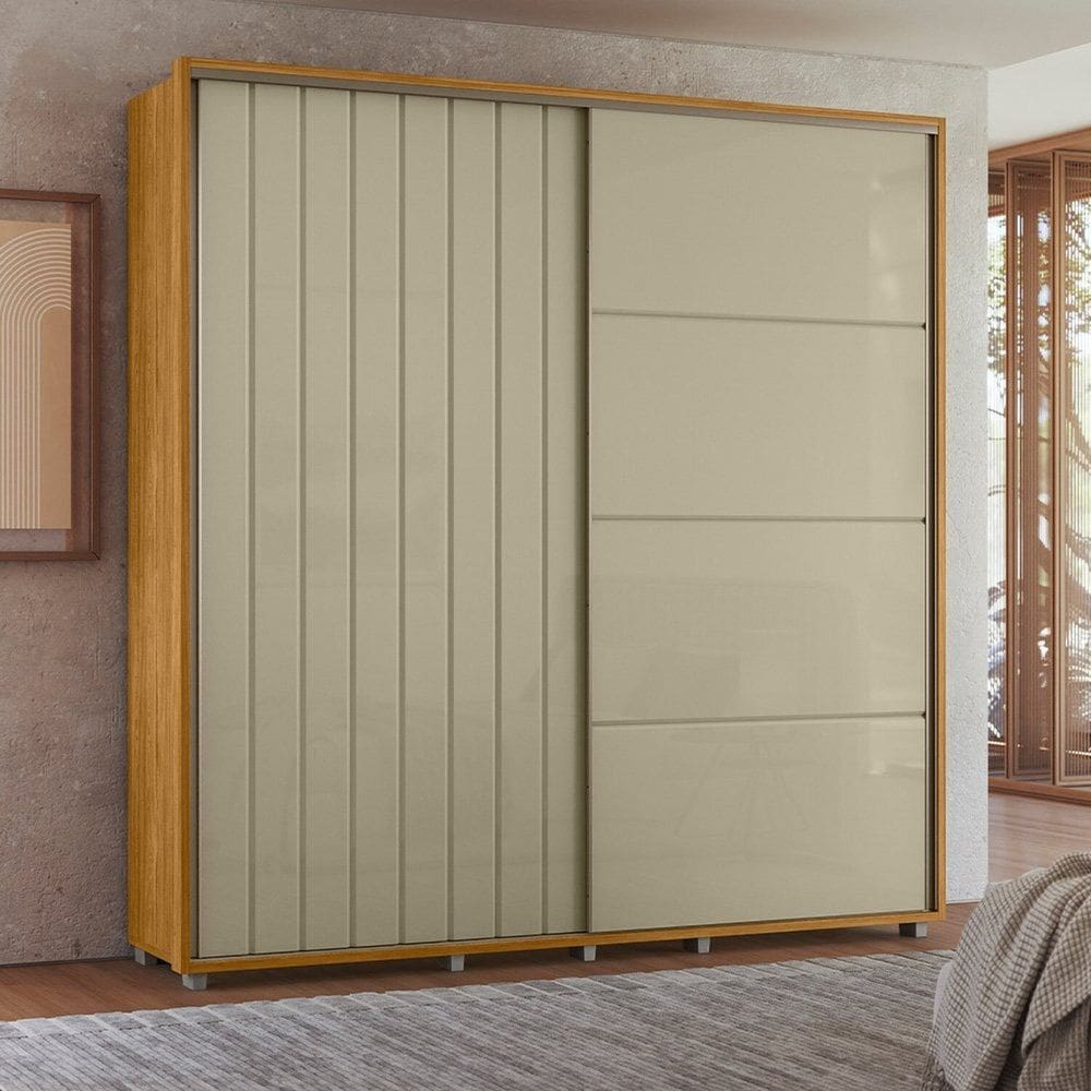 Guarda-roupa Mdf 2 Portas de Correr Monet CUMARU / OPALA