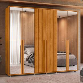 Guarda Roupa Mdf 4 Portas com Espelhos Volpi Cinamomo