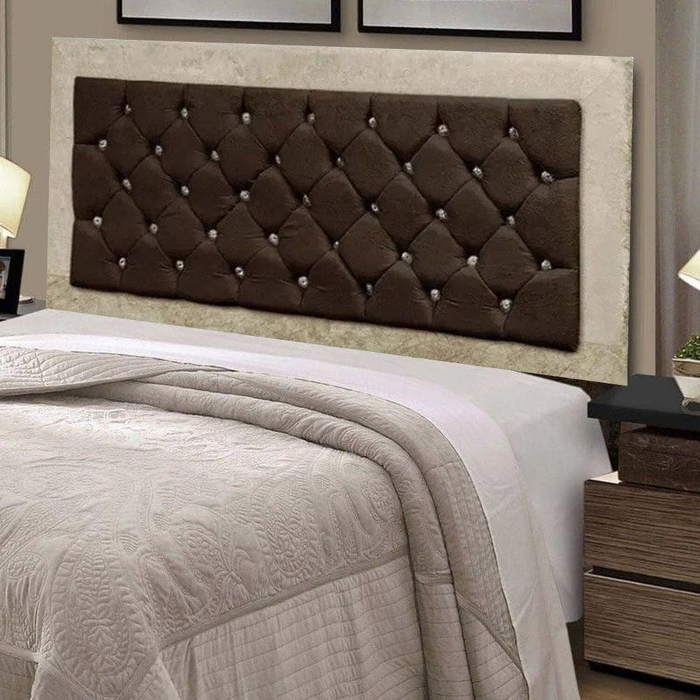 Cabeceira para Cama de Casal 140 Cm Marfim / Marrom