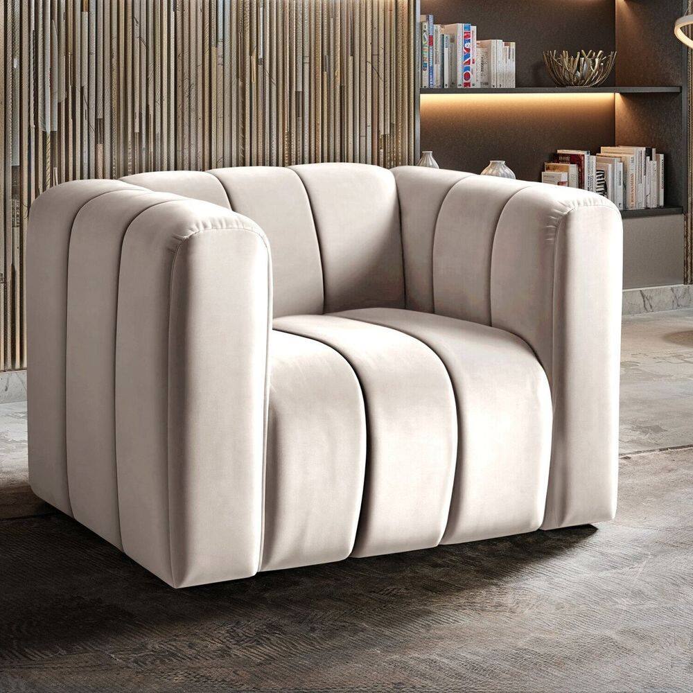 Poltrona Mona Decorativa Retrô Moderna Sala de Estar Bege