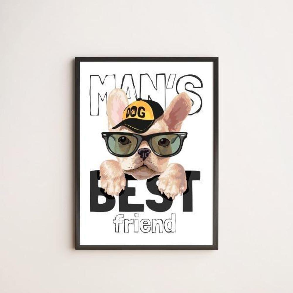 Quadro Decorativo Man`S Best Friend 33X24Cm - Com Vidro