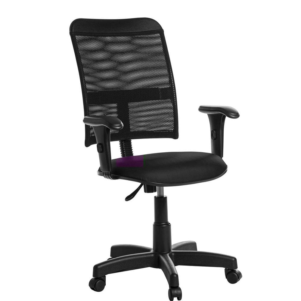 Cadeira Escritório Giratória Tela Com Braço Rv Preto