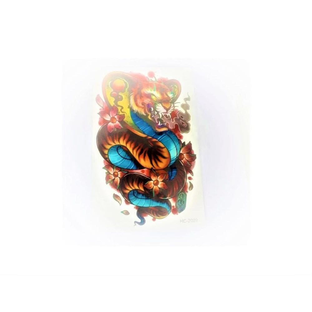 Tatuagem Temporária Colorida Tigre E Borboleta Arco Íris