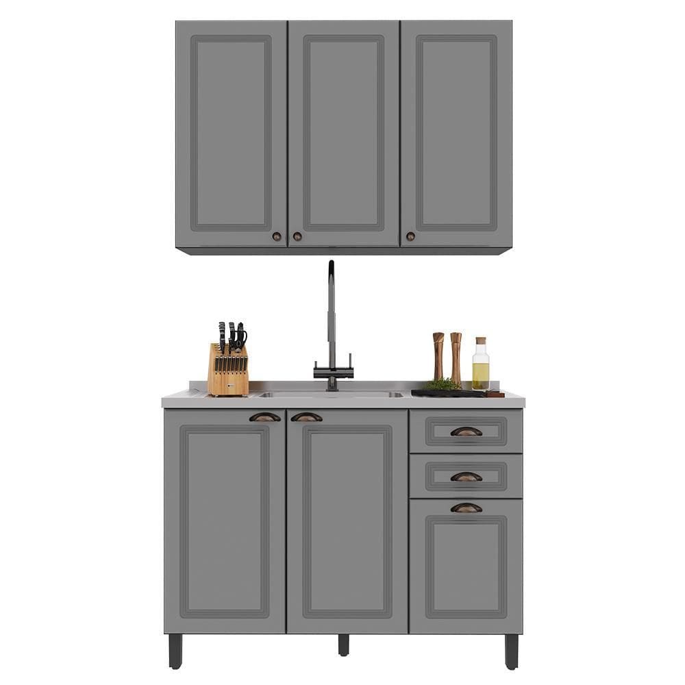 Cozinha Modulada Firenze 2 Peças Aéreo e Balcão 120cm sem Tampo - Indékes