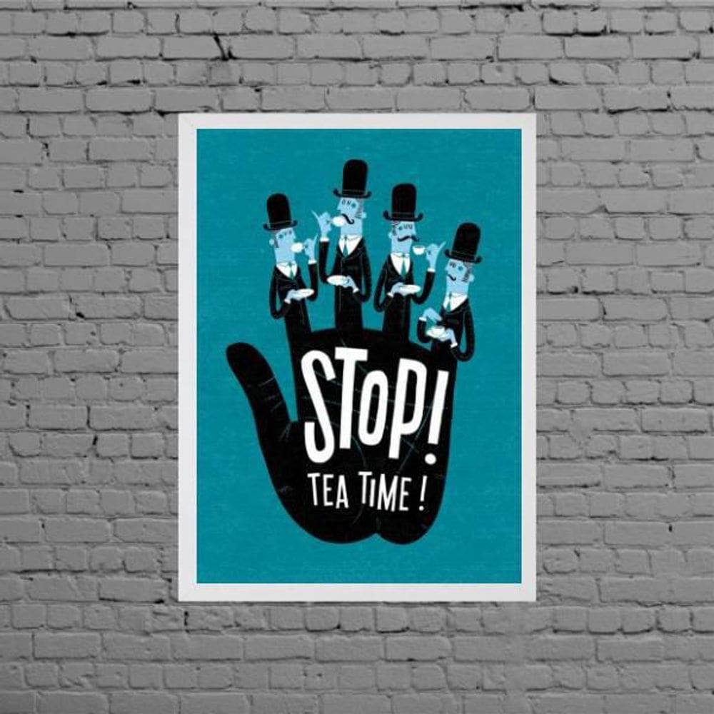 Quadro Stop Tea Time 45x34cm - Moldura Branca