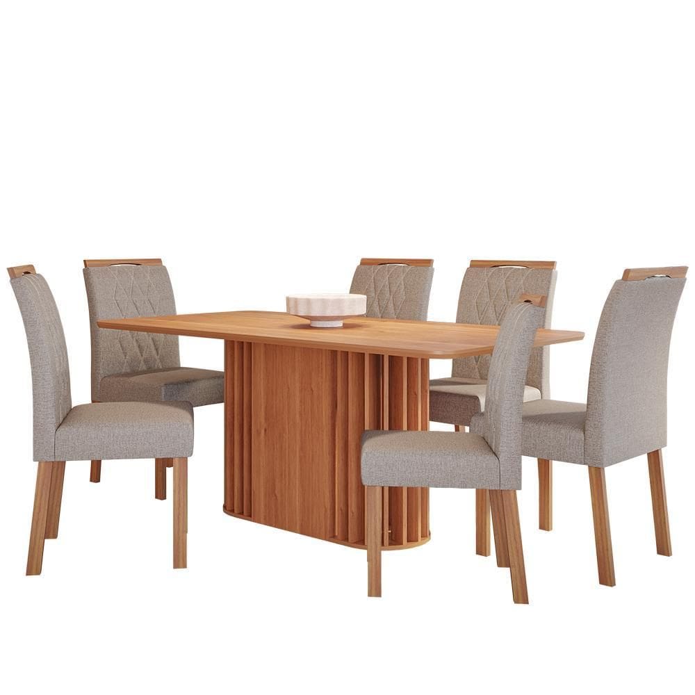 Mesa de Jantar Julieta 180x90 com Tampo em MDF e 6 Cadeiras Juliana Wood - Cimol Móveis