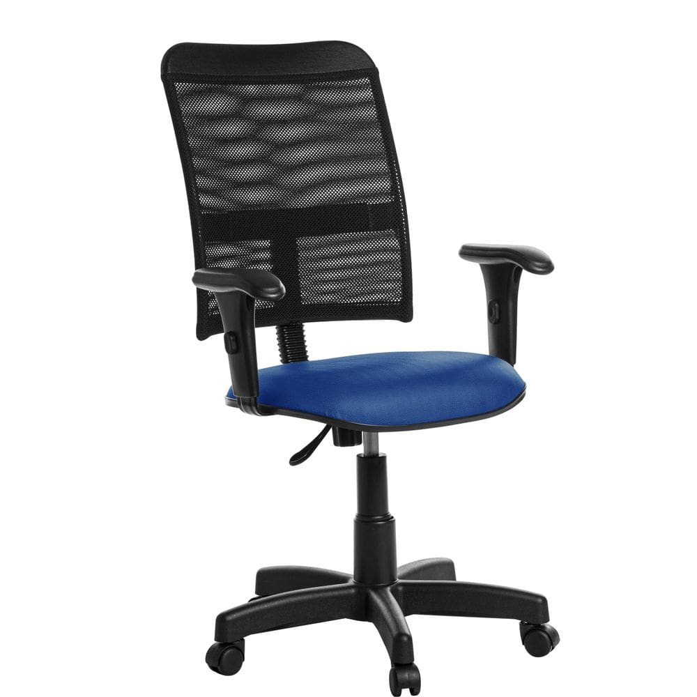 Cadeira Escritorio Encosto Em Tela Braço Courissimo Azul