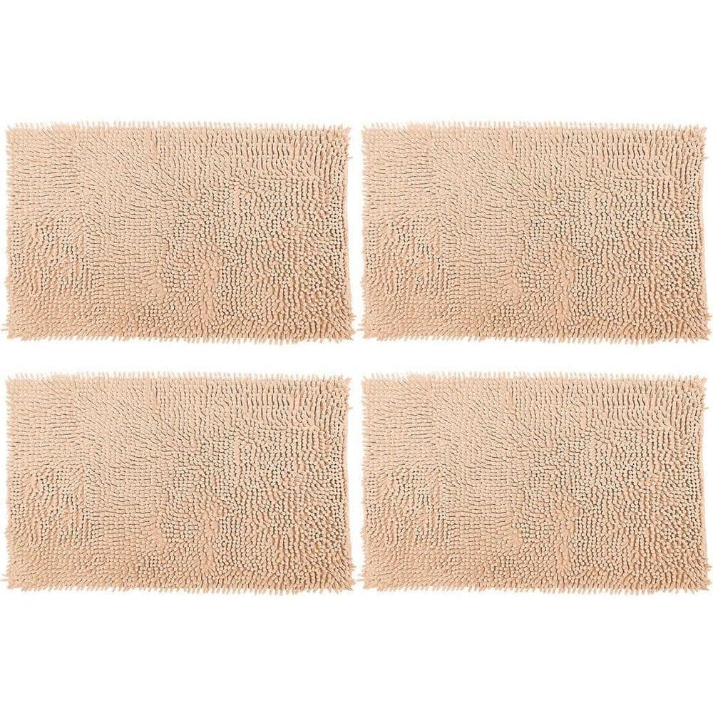 4 Tapetes Bolinha Antiderrapante Macio Para Banheiro Bege