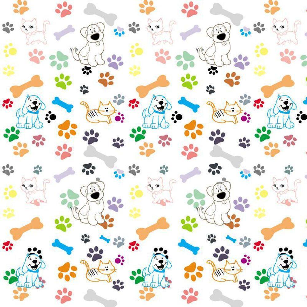 Papel Parede Gato Cachorro Pegadas Ossos Adesivo Decorativo