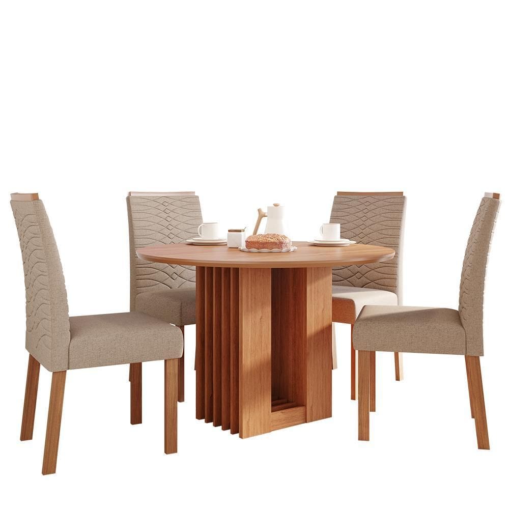 Mesa de Jantar Ariela 109cm com Tampo em MDF e 4 Cadeiras Clarice Wood - Cimol Móveis