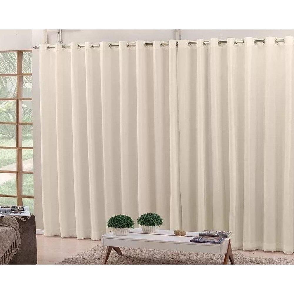 Cortina De Varão Voil Pérola 4,00X2,50 Forro Microfibra