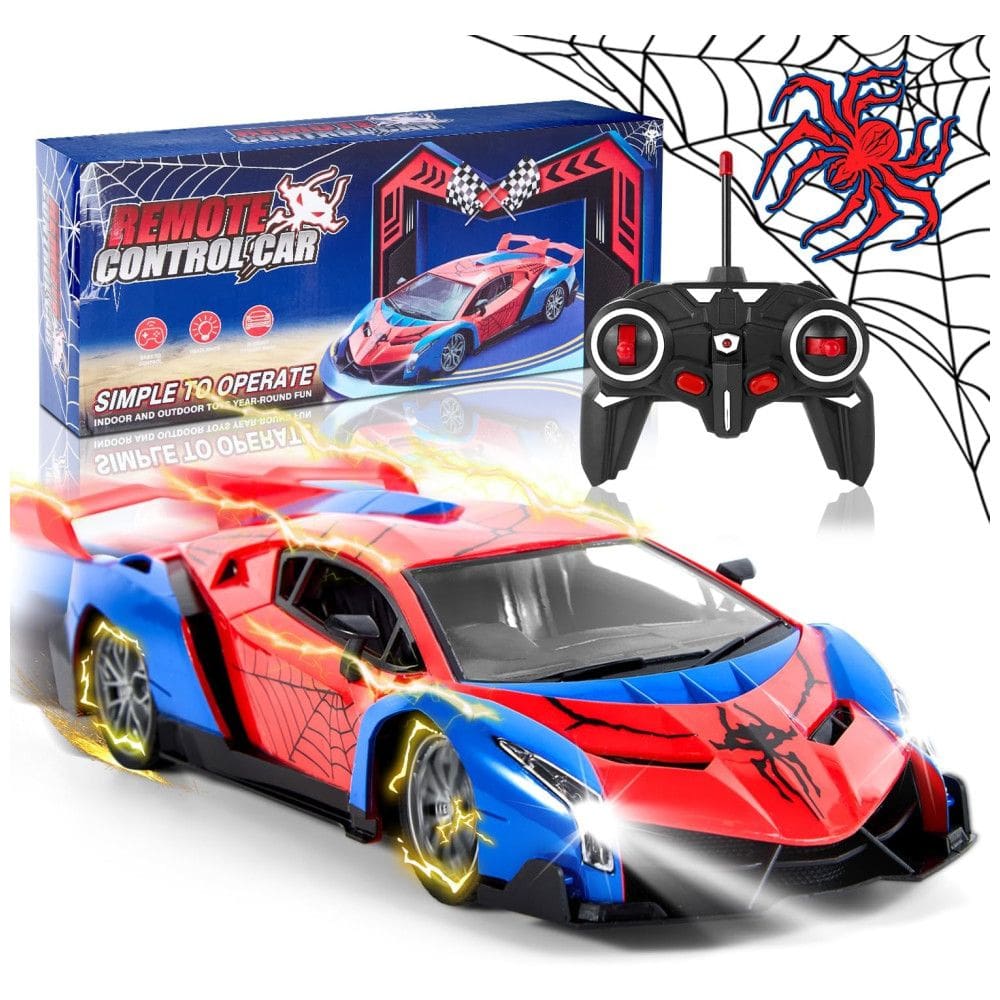 Carro de Controle Remoto Spider Cars Toys com Luzes, Ideal para Crianças de 4 a 8 Anos, Presente de Aniversário para Meninos e