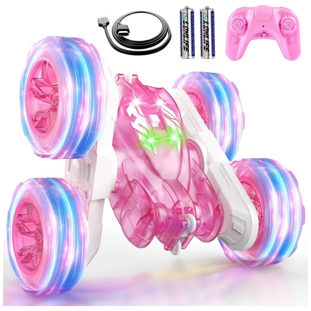 Mini Carro Elétrico Rosa Recarregável USB-C - Controle Remoto, Luzes Coloridas, Roda 360° - Brinquedo Meninas,RacingFun