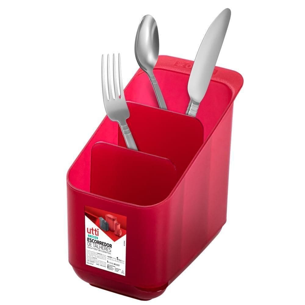 Kit Para Pia Vermelho Porta Detergente Escorredor Lixeira 3L