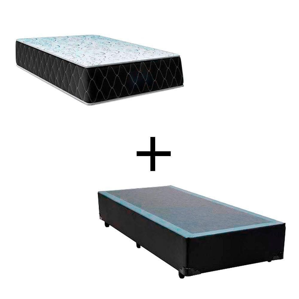 Cama Solteiro 88 Tecido Sintético Preto Com Colchão Marrocos - Poliéster - Espuma D33 30cm