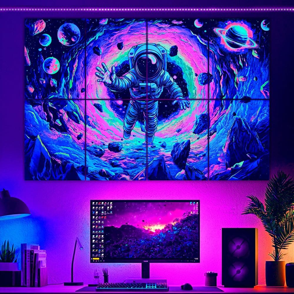 Painéis acústicos Tutmyrea, pacote com 8 Blacklight UV Reactive