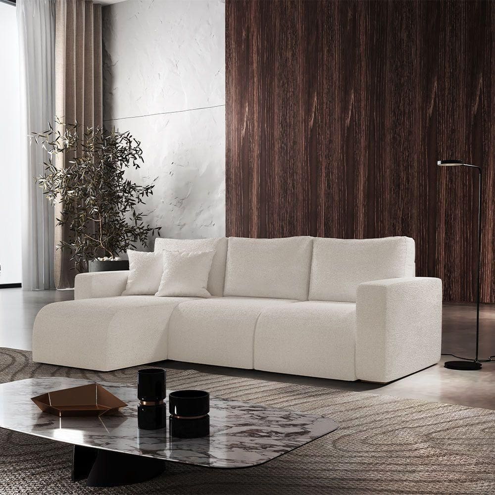 Sofá Living 70cm + 70cm Com Chaise Esquerdo Meu Sofá Online A302 Linho Branco