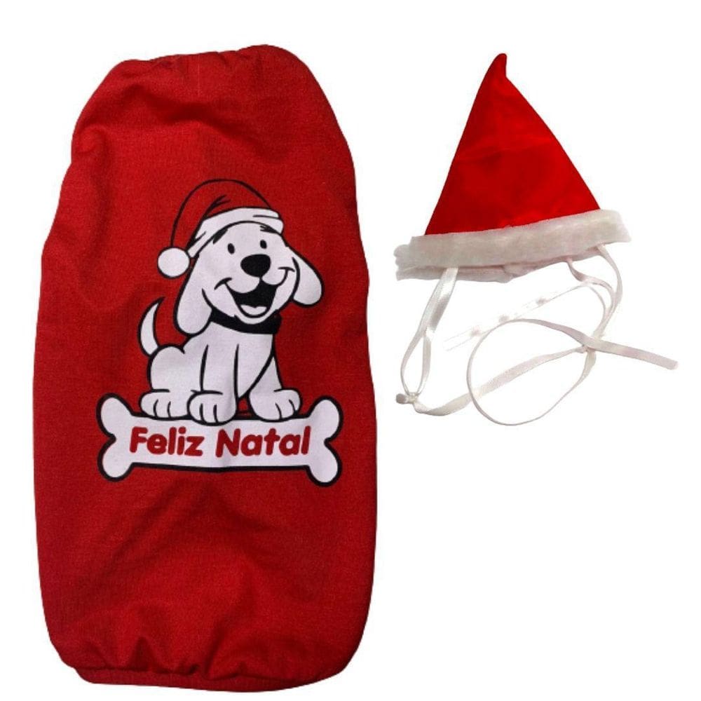 Kit Camiseta Dog E Gorrinho De Natal Para Cães E Gatos - Egg