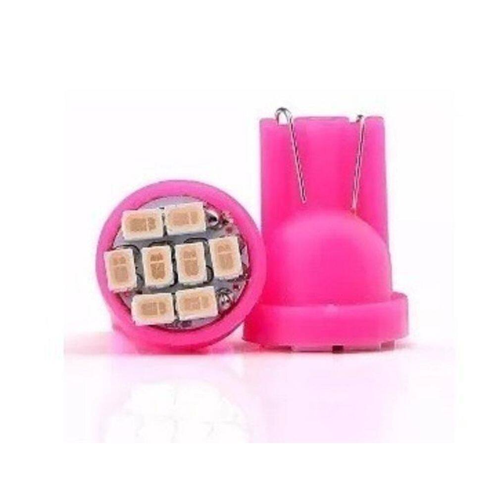 Par Lâmpada Led Pingo T10 8 Leds 12V Rosa