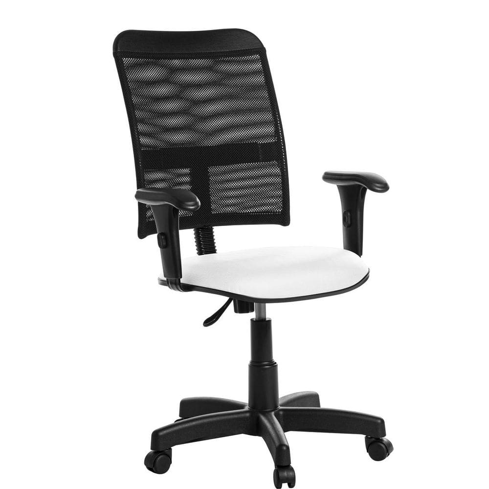 Cadeira De Escritório Giratória Tela Com Braço Branco Rv