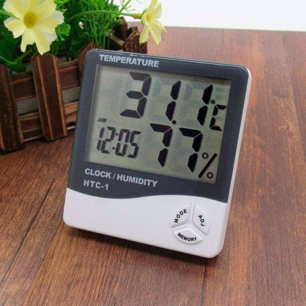 Higrômetro Digital Termômetro Sensor Temperatura E Relógio